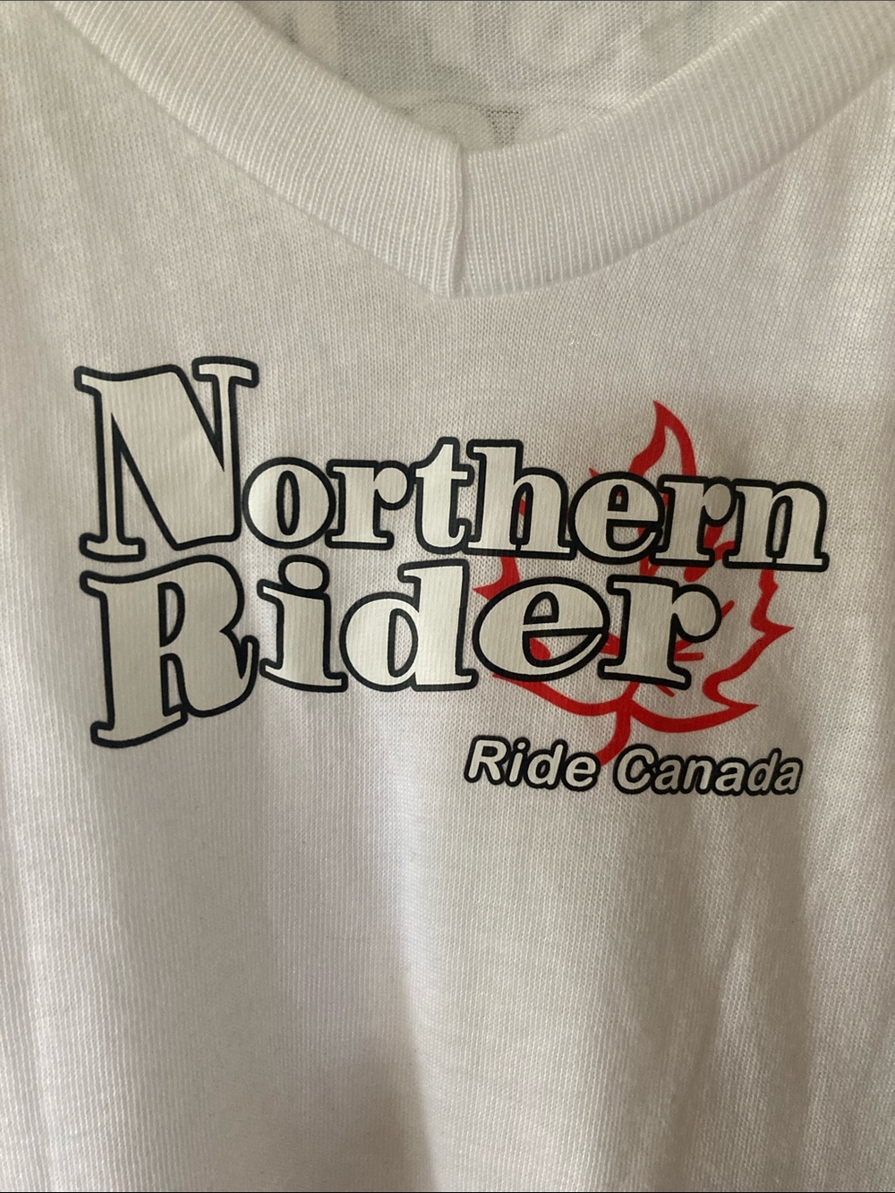 'Ride Canada' White Graphic V-Neck Tee